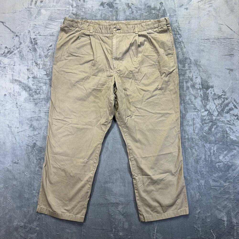 Duluth Trading Men's Khaki Chino Pants Size‎ 48x32 Cotton Pleated #534424